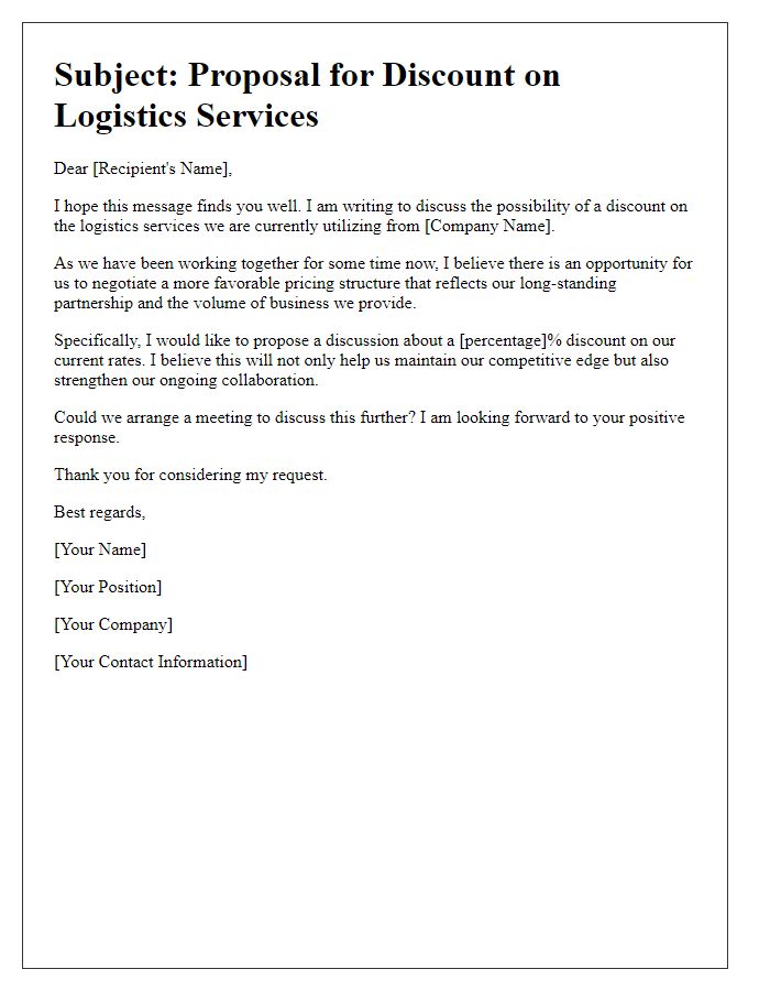 Letter template of logistics service discount discussion