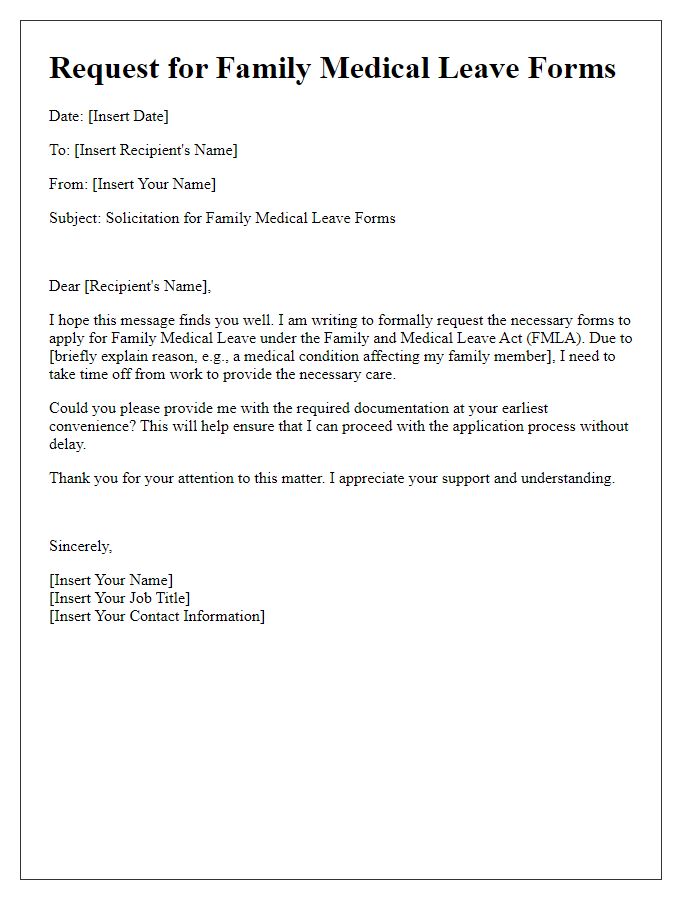 Letter template of solicitation for family medical leave forms.