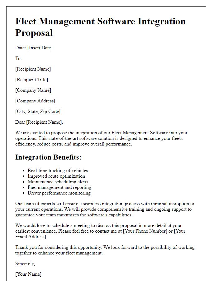 Letter template of fleet management software integration