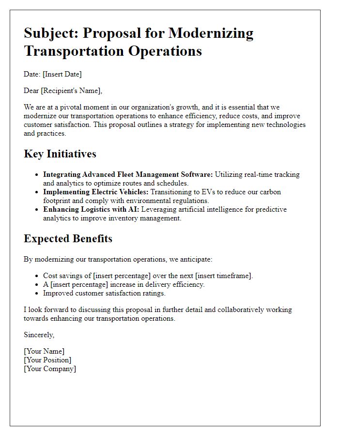 Letter template of modernizing transportation operations