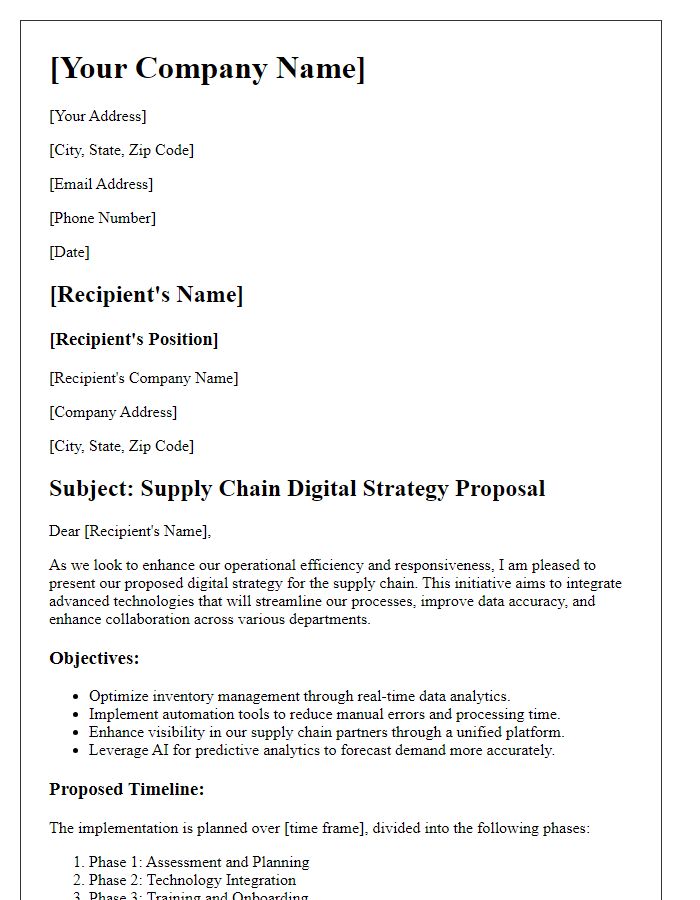 Letter template of supply chain digital strategy