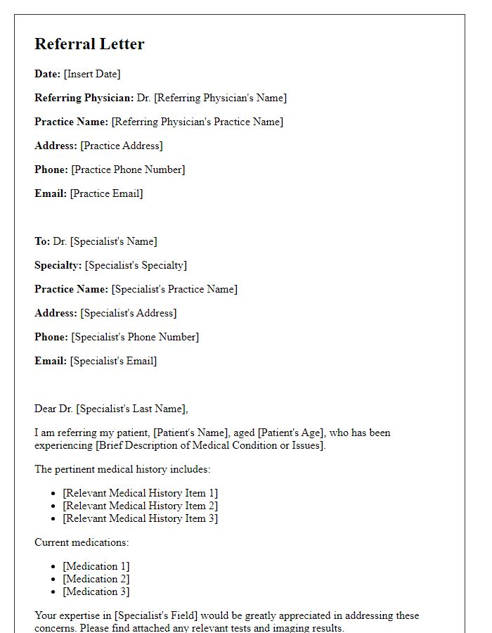 Letter template of multidisciplinary specialist referral