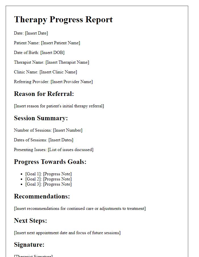 Letter template of therapy progress report for collaborative care