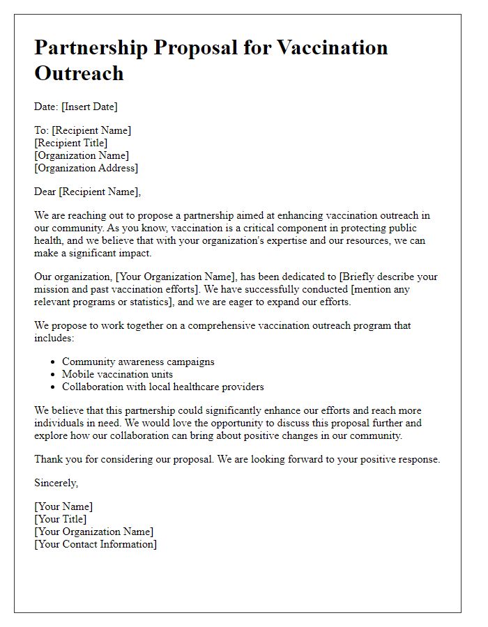 Letter template of partnership proposal for vaccination outreach