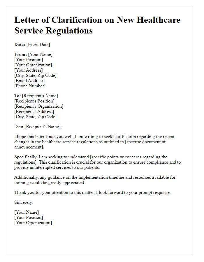 Letter template of Clarification on New Healthcare Service Regulations