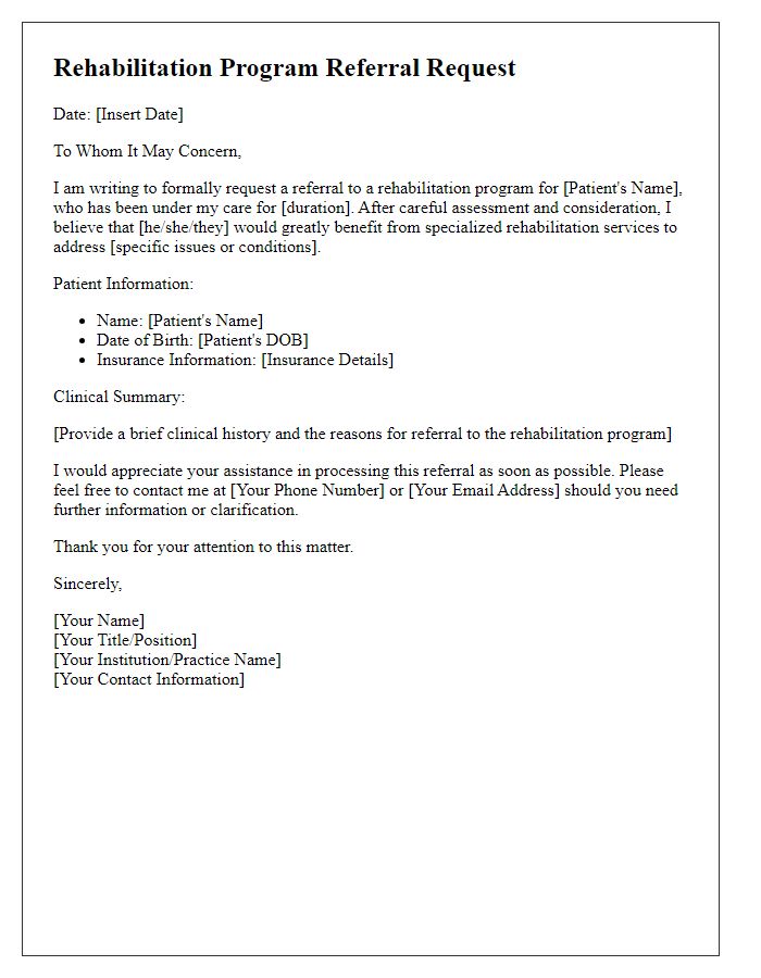 Letter template of rehabilitation program referral request