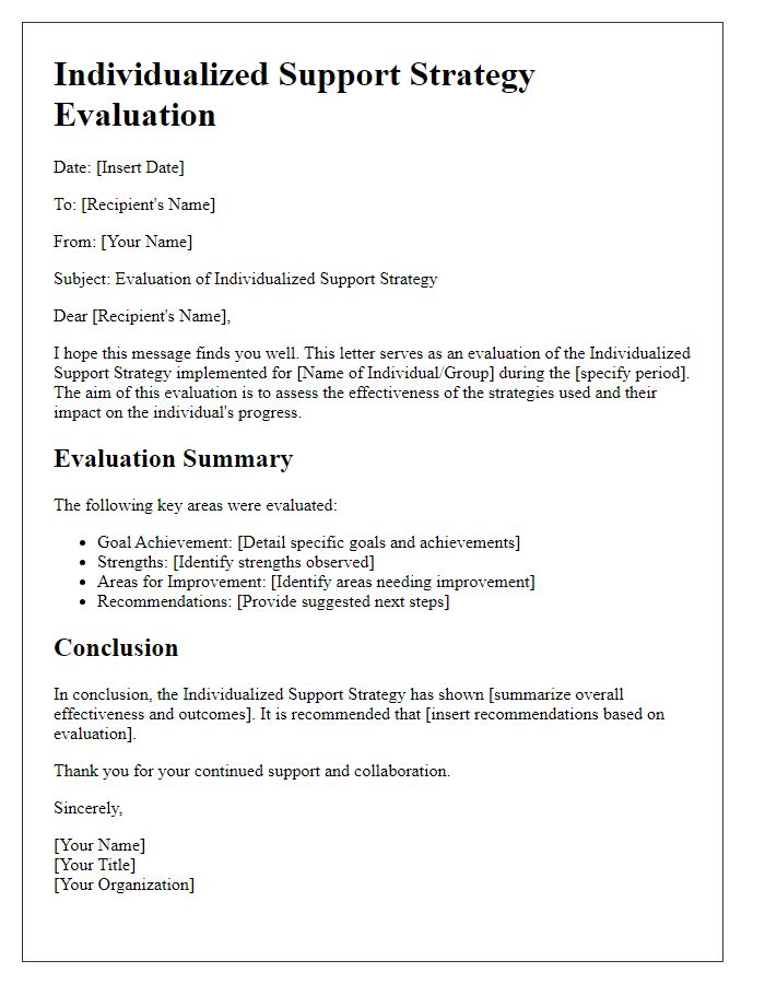 Letter template of individualized support strategy evaluation