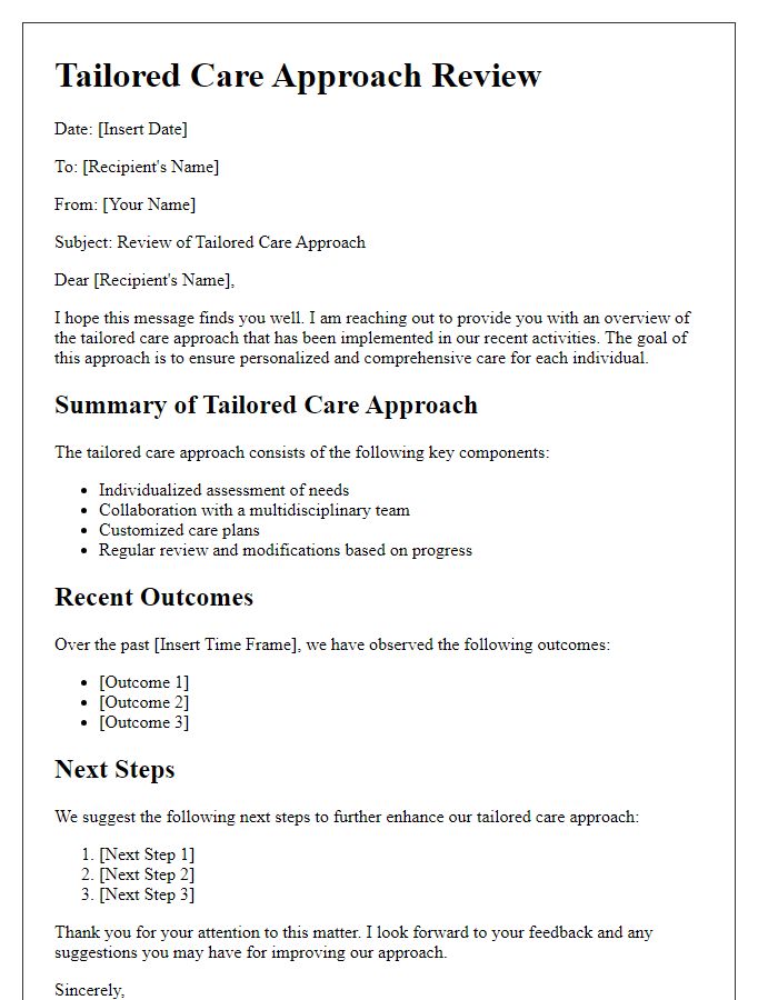 Letter template of tailored care approach review