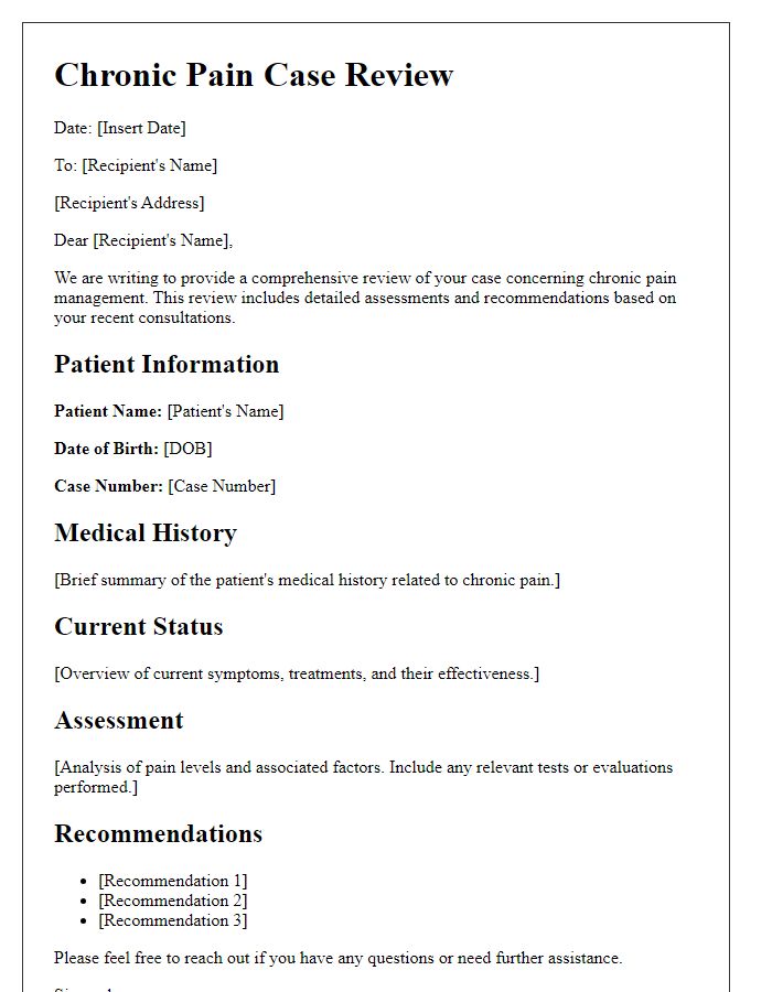 Letter template of chronic pain case review