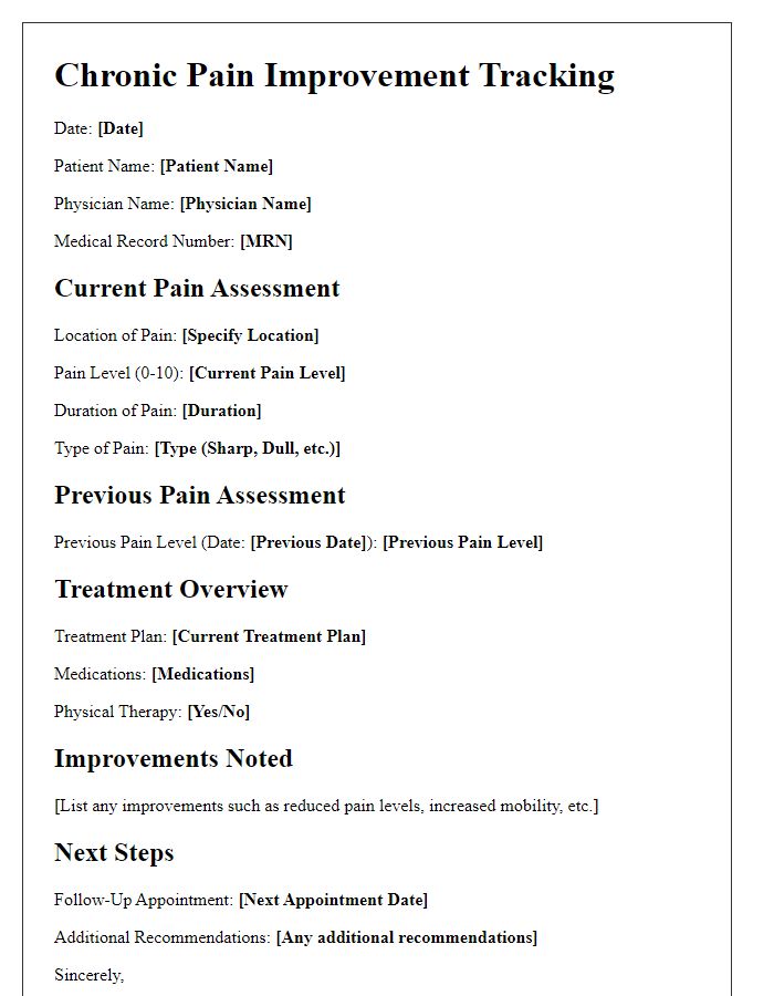 Letter template of chronic pain improvement tracking