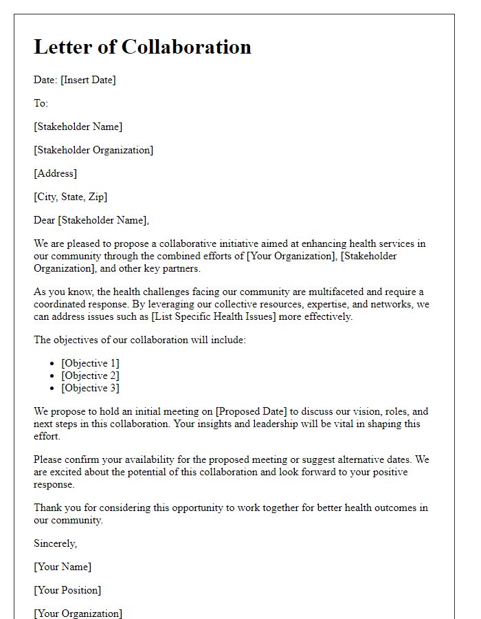 Letter template of multi-stakeholder health service collaboration