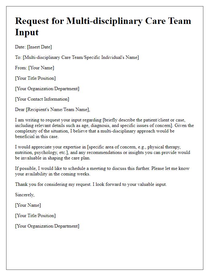 Letter template of request for multi-disciplinary care team input