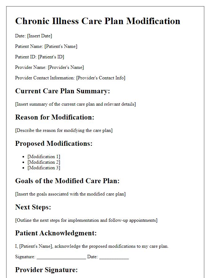 Letter template of patient-specific chronic illness care plan modification.