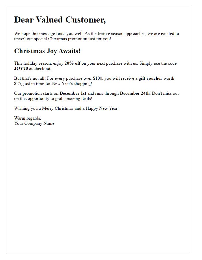 Letter template of Christmas promotion reveal