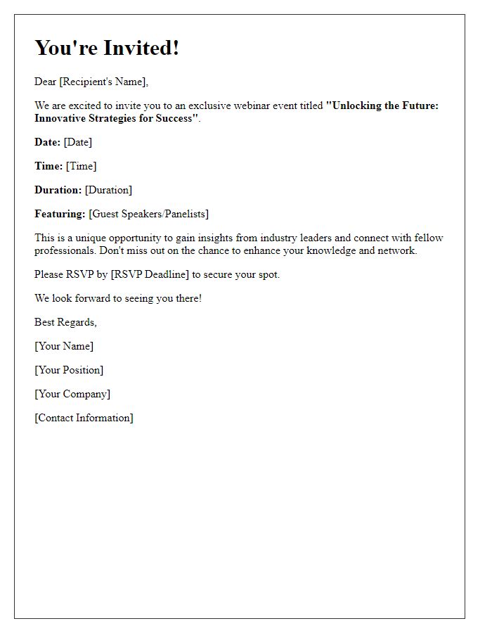 Letter template of invitation to an exclusive webinar event