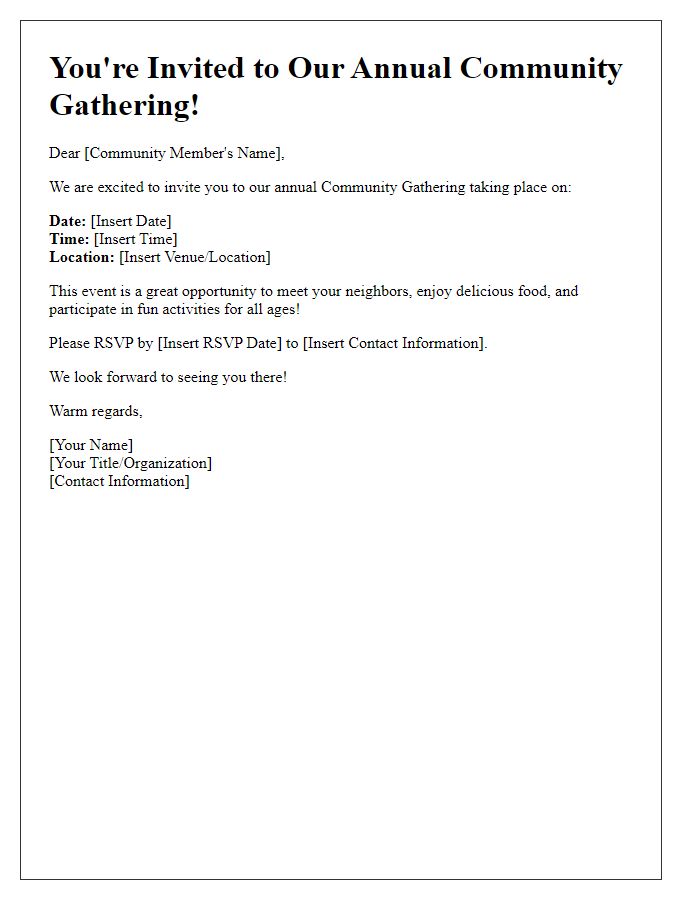 Letter template of community event invitation