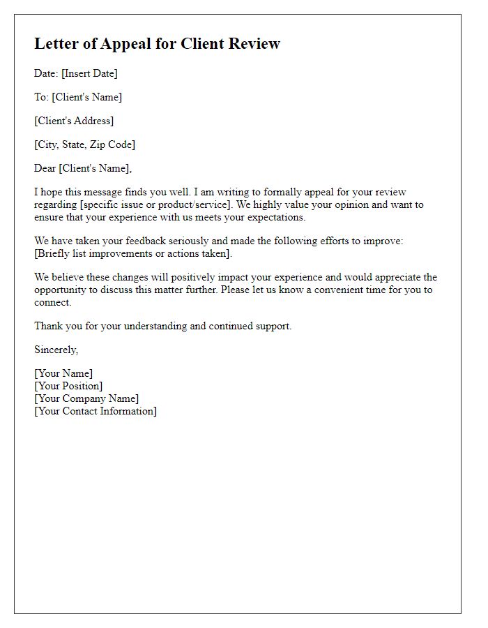 Letter template of appeal for client review.