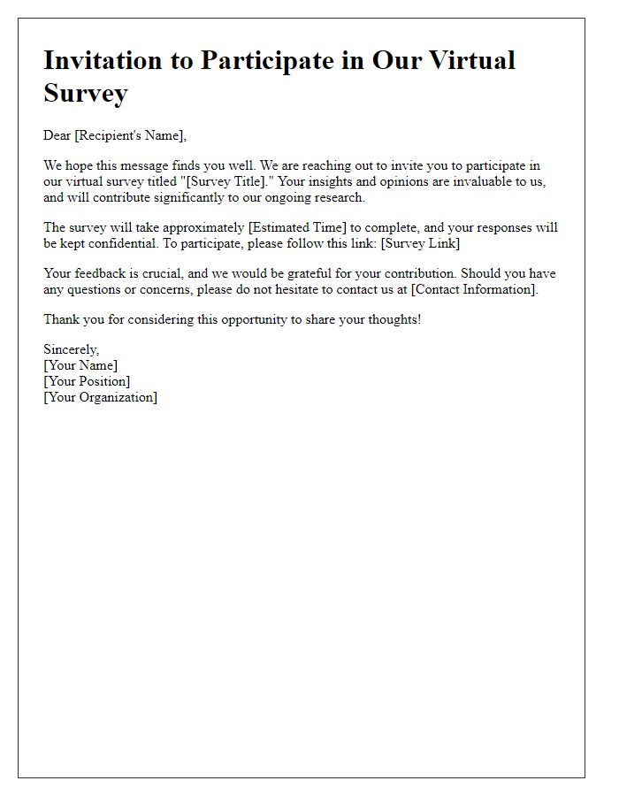 Letter template of solicitation for participation in our virtual survey.