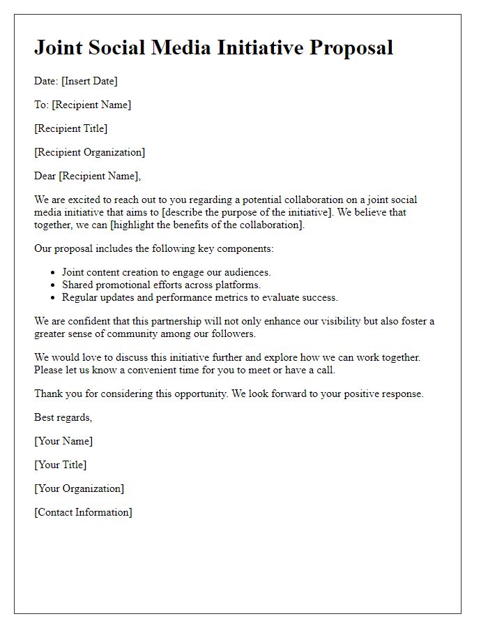 Letter template of joint social media initiative