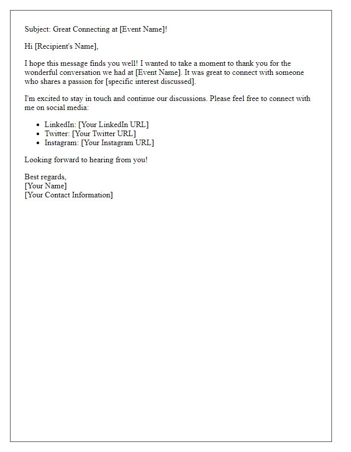 Letter template of connecting on social media post-event