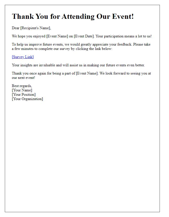 Letter template of feedback request post-event