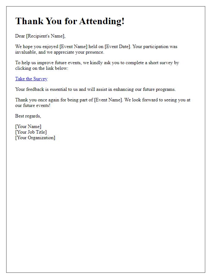 Letter template of post-event survey request