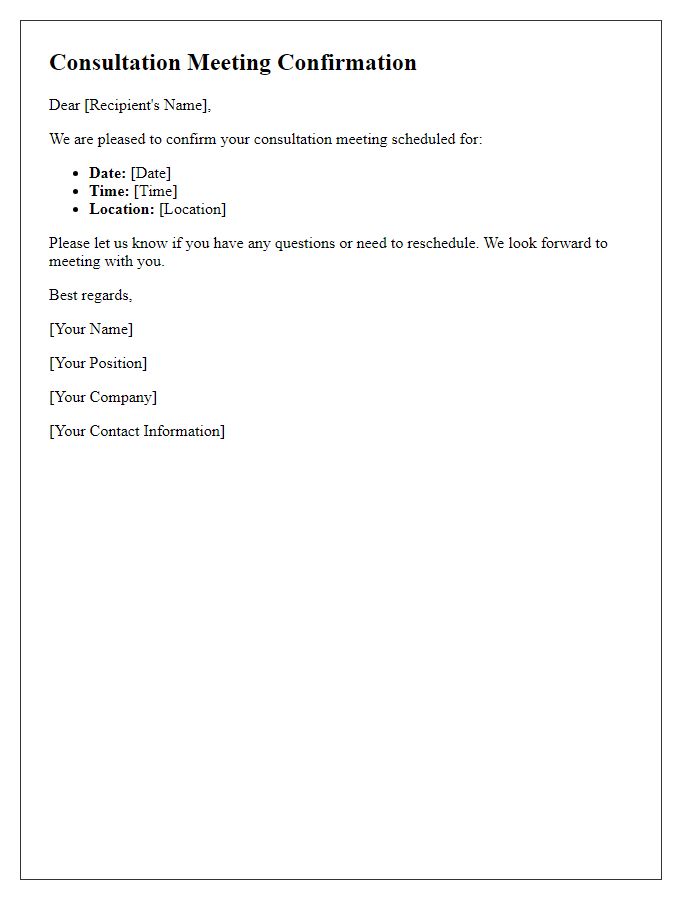 Letter template of Consultation Meeting Confirmation