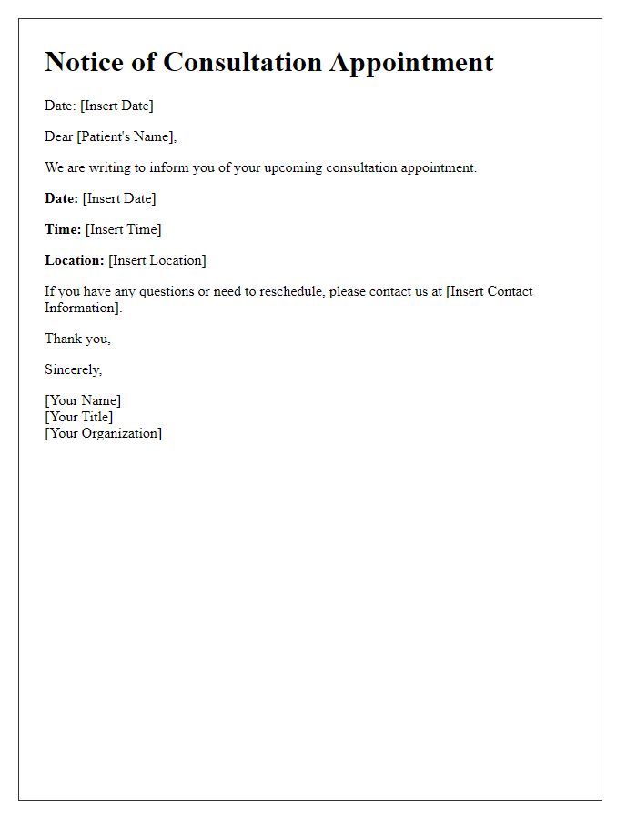 Letter template of Notice of Consultation Appointment