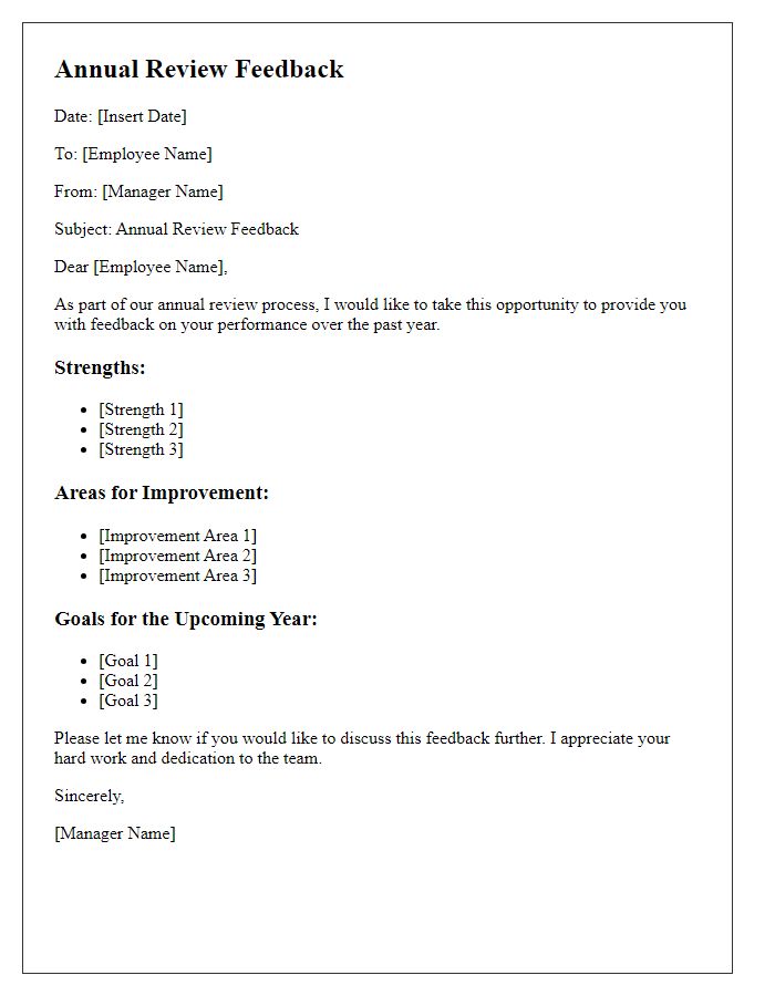 Letter template of annual review feedback