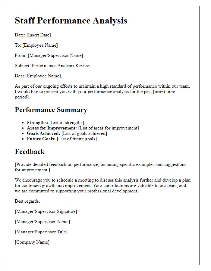 Letter template of staff performance analysis