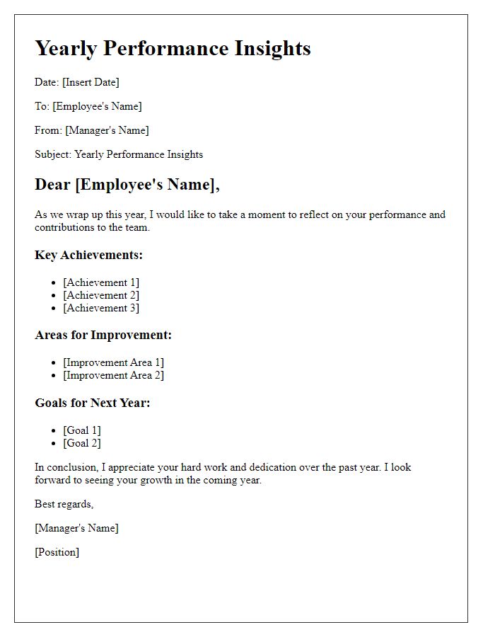 Letter template of yearly performance insights