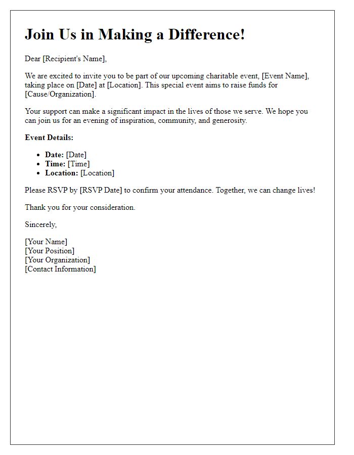 Letter template of charitable giving invitation