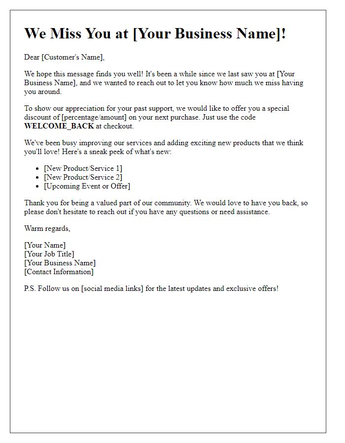 Letter template of encouragement to re-engage past customers