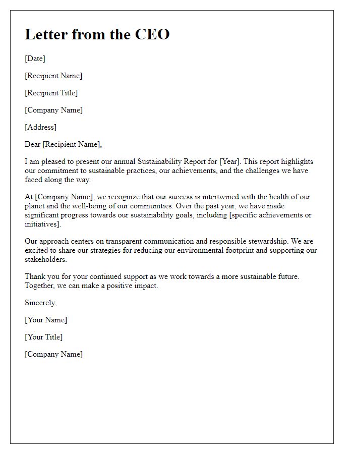 Letter template of sustainability report