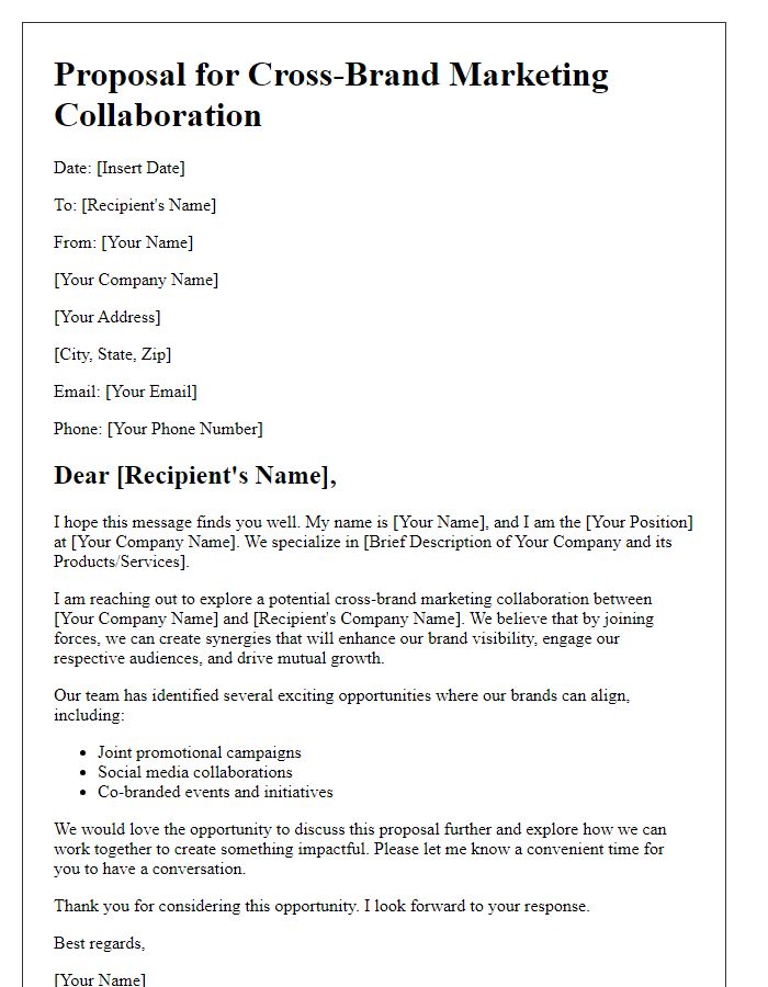 Letter template of introductory proposal for cross-brand marketing collaboration