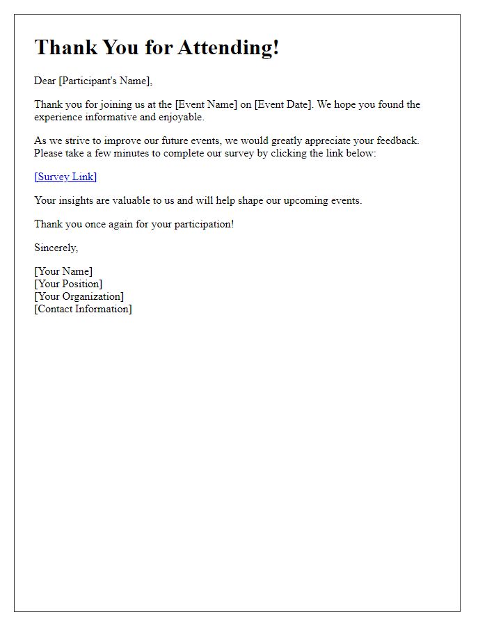 Letter template of post-event feedback request for participants