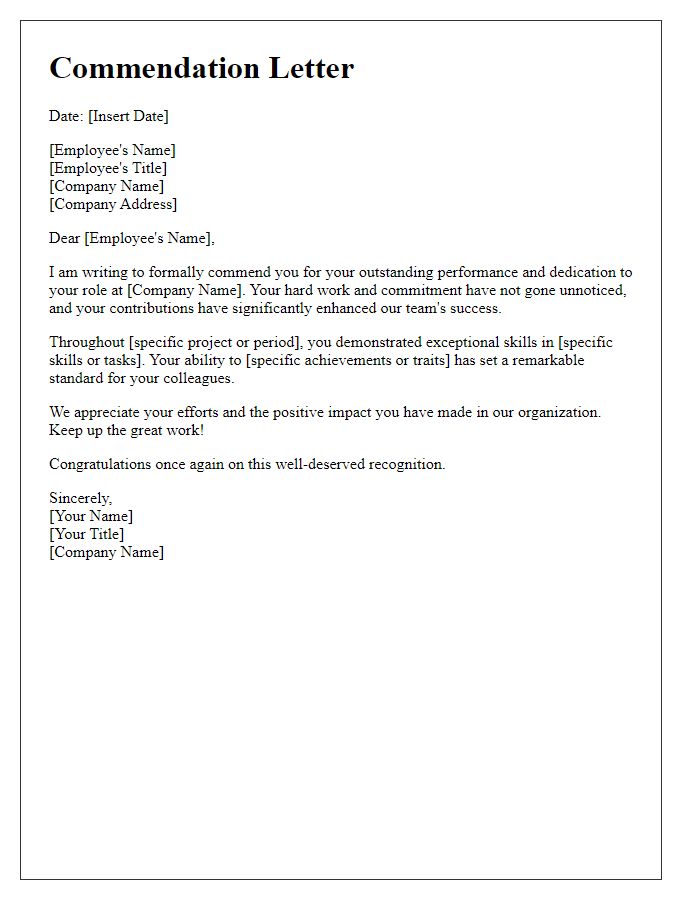 Letter template of commendation for your outstanding performance