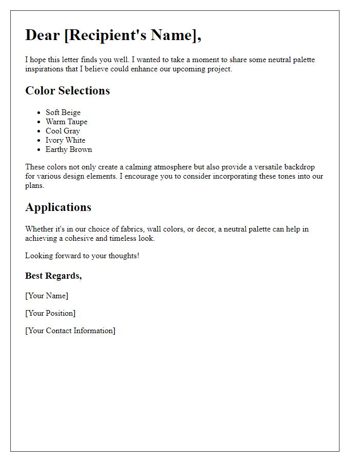 Letter template of Neutral Palette Inspirations