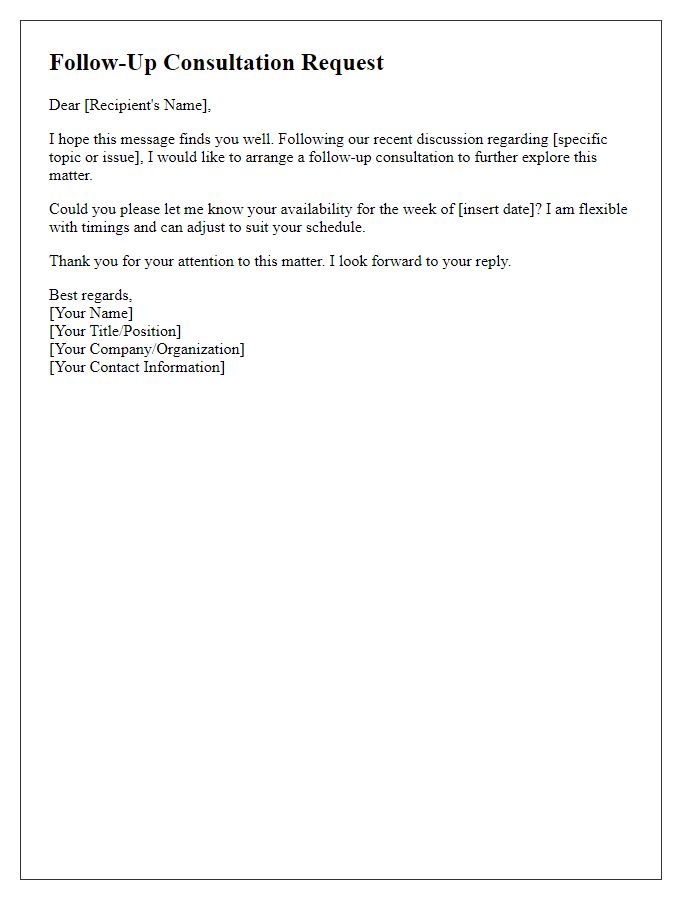Letter template of arranging for a follow-up consultation.
