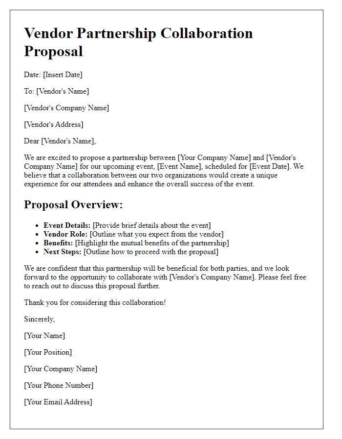 Letter template of event vendor partnership collaboration proposal