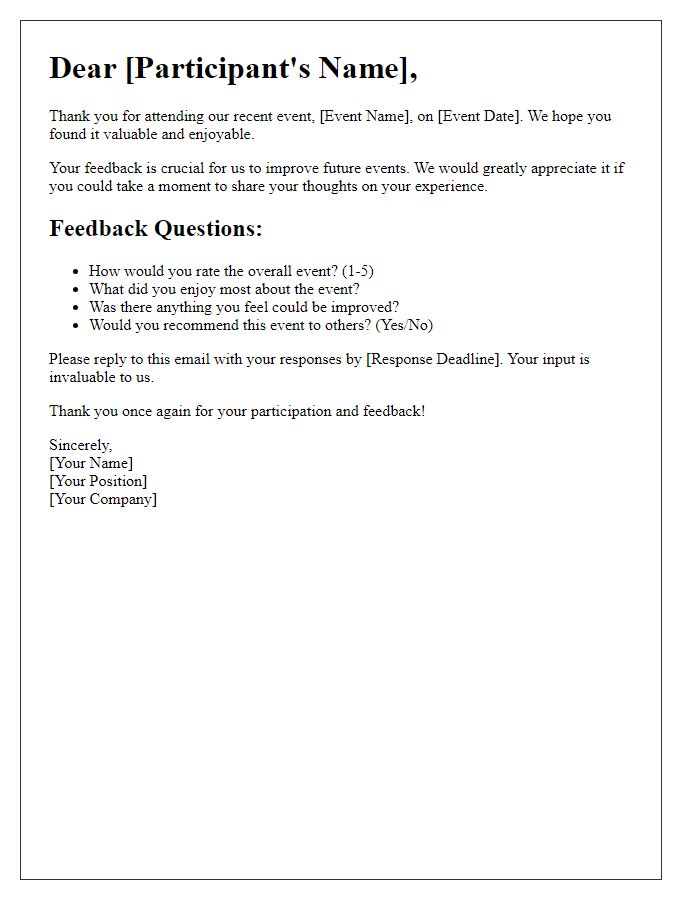 Letter template of Client Event Feedback Request for Participant Satisfaction