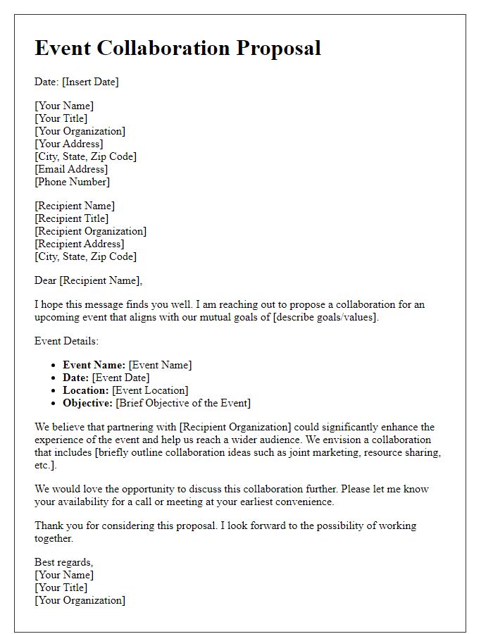 Letter template of event collaboration proposal