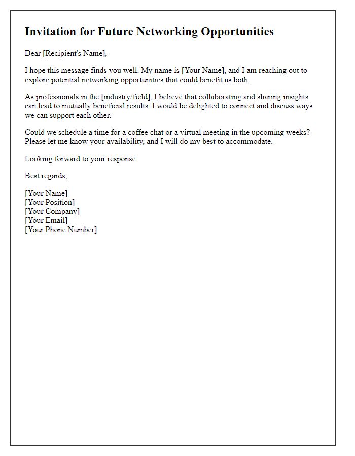 Letter template of invitation for future networking opportunities