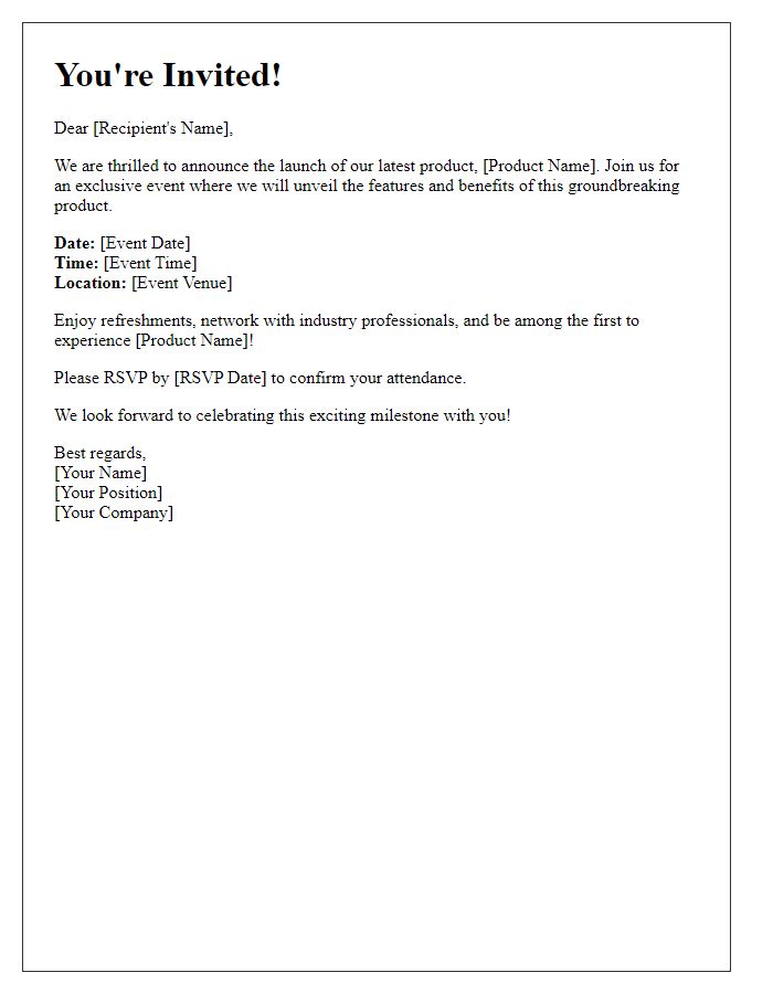 Letter template of official product launch event invitation