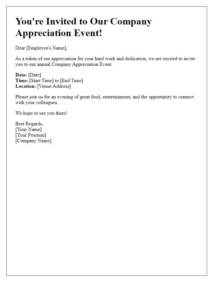 Letter template of Company Appreciation Event Notice