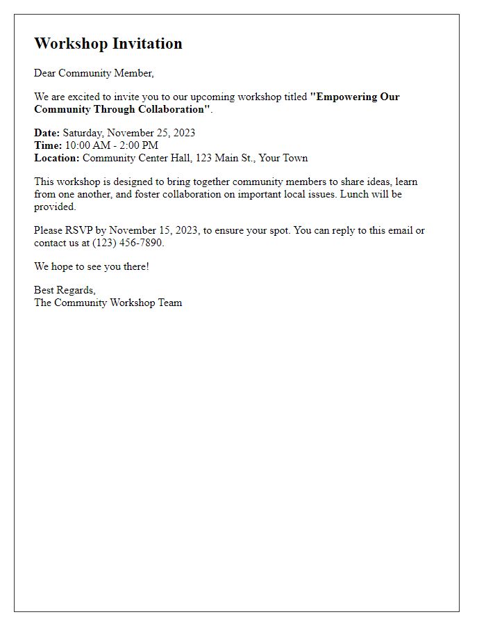 Letter template of workshop invitation for community members