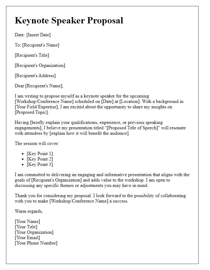 Letter template of keynote speaker proposal for a workshop