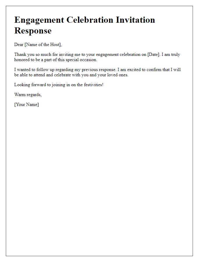 Letter template of engagement celebration response follow-up