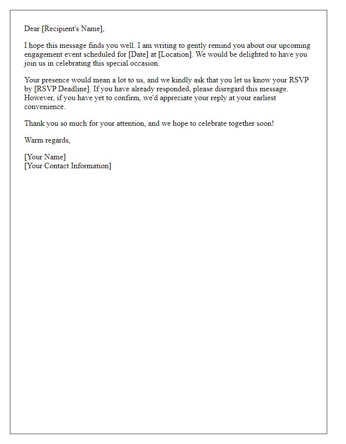 Letter template of polite reminder for engagement event response