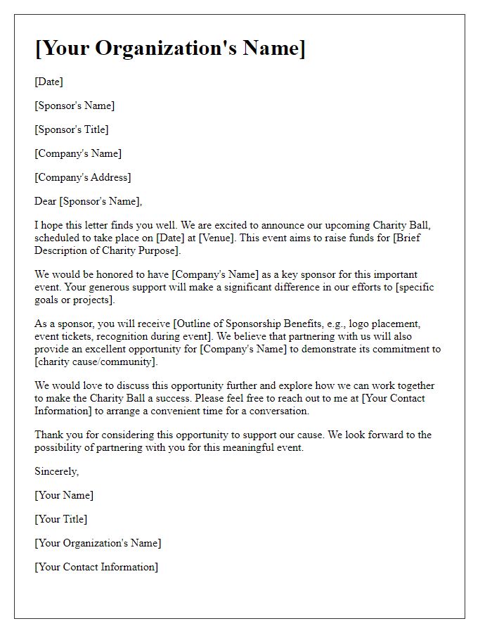 Letter template of Charity Ball Sponsorship Request